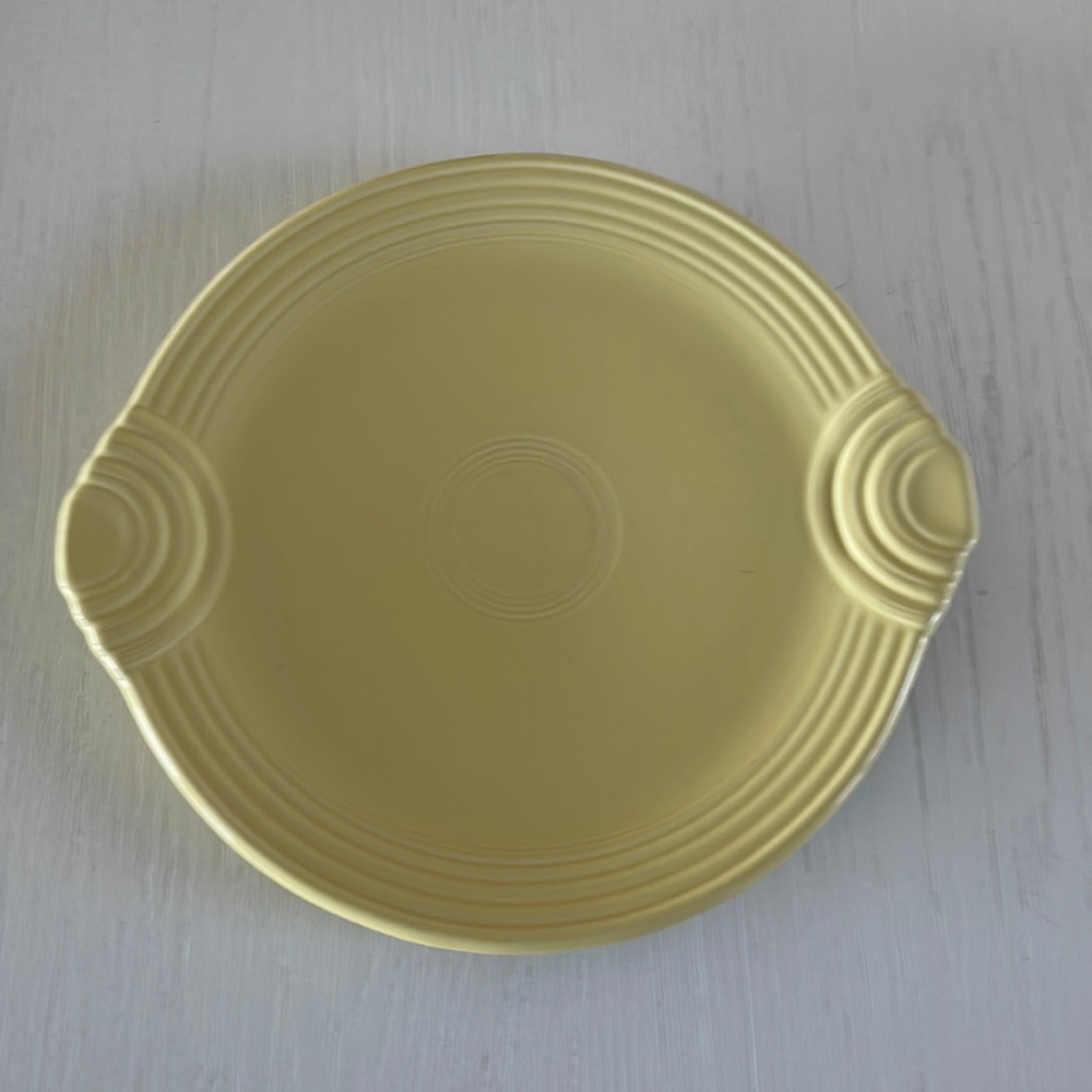 Yellow vintage fiesta cake plate